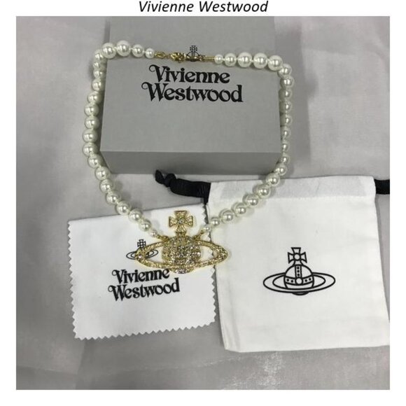 Vivienne Westwood Diamond Planet Necklace gold - Picture 1 of 5